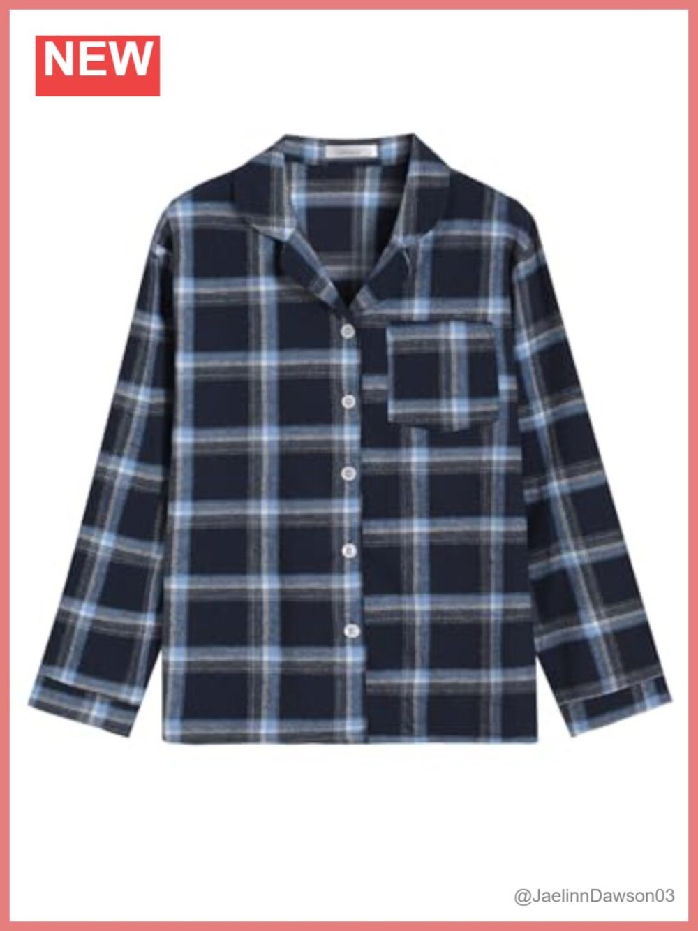 Women's Plaid Flannel Pajama Shirt Button Down Long Sleeve Pajama Top